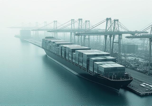 Modern logistics hub with historical overlay elements